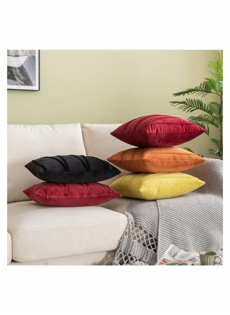 Y&D Pack of 2 Fall Decorative Velvet Throw Pillow Covers Modern Striped Solid Cushion Rectangle Soft Cozy for Bed Sofa Couch Car Living Room (12x20 inch / 30x50 cm Lemon Yellow)  - Image 4