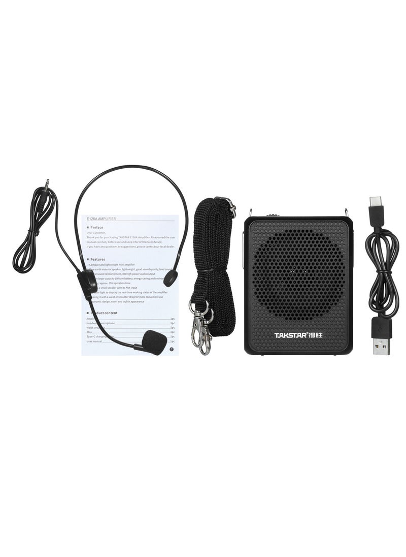 TAKSTAR - E126A Sound Amplifier Portable Rechargeable Mini Voice Amplifier with Wired Headmount Microphone & Waistband for for Teaching Singing Training Presentation - Image 1
