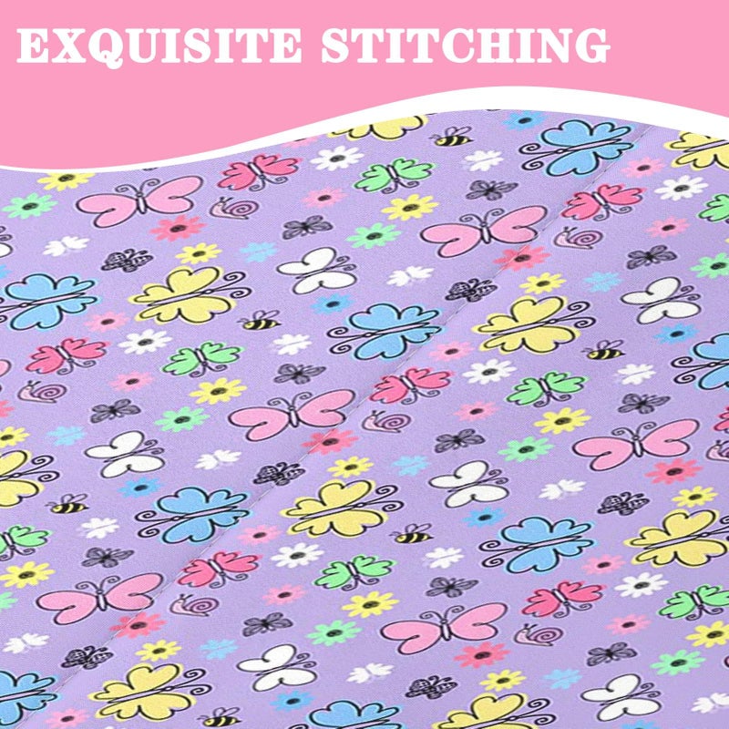 Nesker Zipper Bedding Twin Colorful Butterfly Zip Up Bedding Set for Girls and Kids, Cute Cartoon Flowers 3 Pcs Comforter Bed in a Bag with Fitted Sheet and 2 Pcs Pillowcases - Image 5