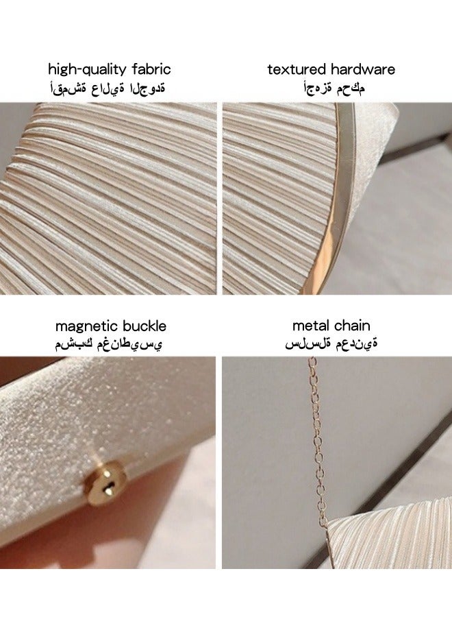 SHABILI Women's Sparkling Evening Clutch Bag, Ladies Designer Chain Banquet Package Handbag Tote Bags Shoulder Bag, Casual Solid Color Crossbody Bag Satchel Bag Side Bag Carry Bag for College Students - Image 4