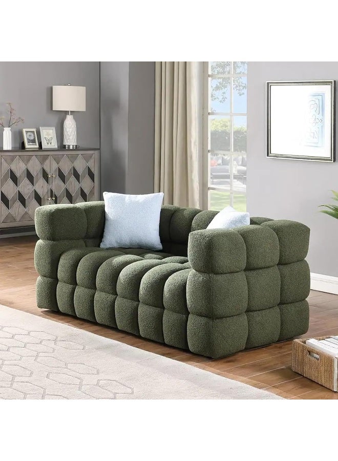 Zayn comforts Square Double Sofa  Cozy Sherpa Comfort Meets Sleek Design (Green, 2 Seater) - Image 1