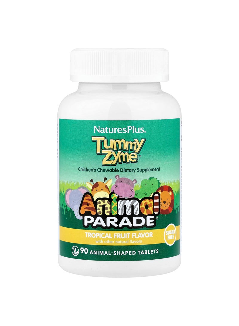 NaturesPlus Animal Parade, Tummy Zyme, Sugar Free, Tropical Fruit, 90 Animal-Shaped Tablets