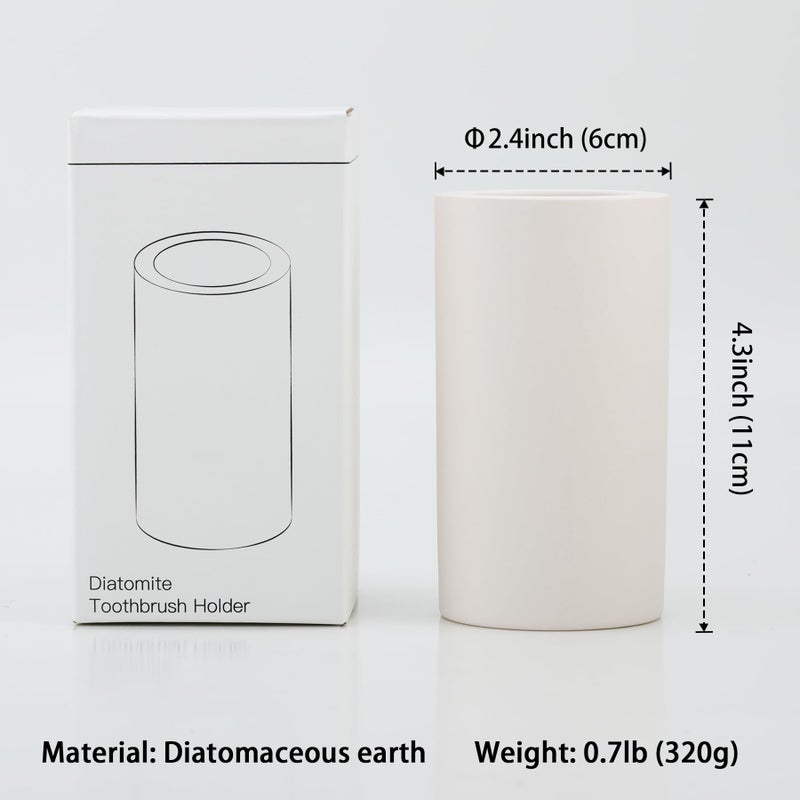 Coengwui Diatomite Toothbrush Holder for Bathroom Sink, Countertop Organizer, Quick Dry Stand Cup for Toothpaste, Razors, Makeup Brushes - Water-Absorbent & Quick-Drying (Beige, Height 4.3") - Image 4