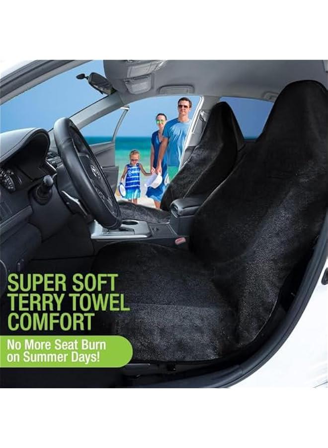 هوكور غطاء مقعد سيارة مقاوم للماء وقابل للإزالة ومضاد للانزلاق والعرق، ملحق داخلي للسائق مناسب لمعظم السيارات والشاحنات وسيارات الدفع الرباعي والشاحنات الصغيرة - لون أسود - Image 4