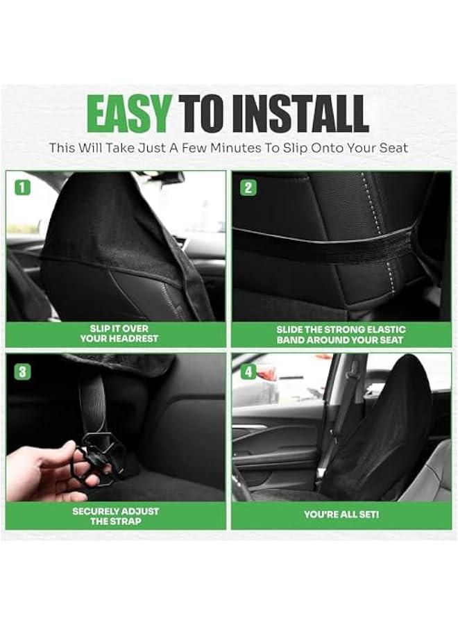 هوكور غطاء مقعد سيارة مقاوم للماء وقابل للإزالة ومضاد للانزلاق والعرق، ملحق داخلي للسائق مناسب لمعظم السيارات والشاحنات وسيارات الدفع الرباعي والشاحنات الصغيرة - لون أسود - Image 5