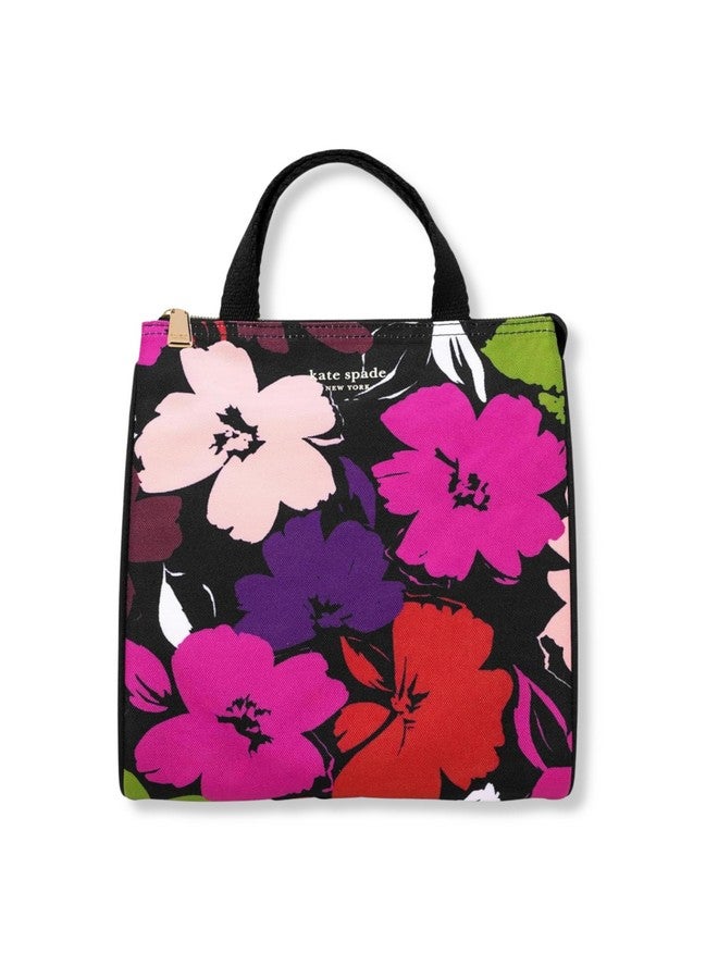 Kate Spade New York حقيبة غداء كيت سبيد نيويورك الجذابة للنساء، حقيبة غداء بسعة كبيرة، صندوق غداء للبالغين مع بطانة داخلية عازلة حرارياً فضية وجيب للتخزين (زهور فنية)  - Image 1