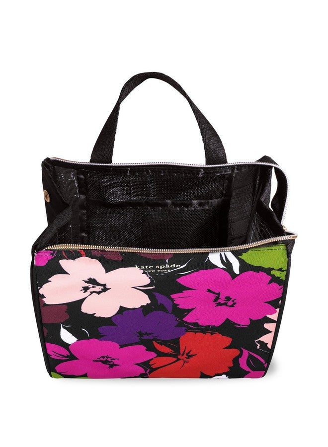 Kate Spade New York حقيبة غداء كيت سبيد نيويورك الجذابة للنساء، حقيبة غداء بسعة كبيرة، صندوق غداء للبالغين مع بطانة داخلية عازلة حرارياً فضية وجيب للتخزين (زهور فنية)  - Image 2