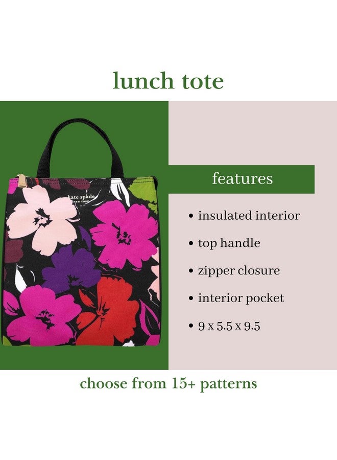 Kate Spade New York حقيبة غداء كيت سبيد نيويورك الجذابة للنساء، حقيبة غداء بسعة كبيرة، صندوق غداء للبالغين مع بطانة داخلية عازلة حرارياً فضية وجيب للتخزين (زهور فنية)  - Image 3