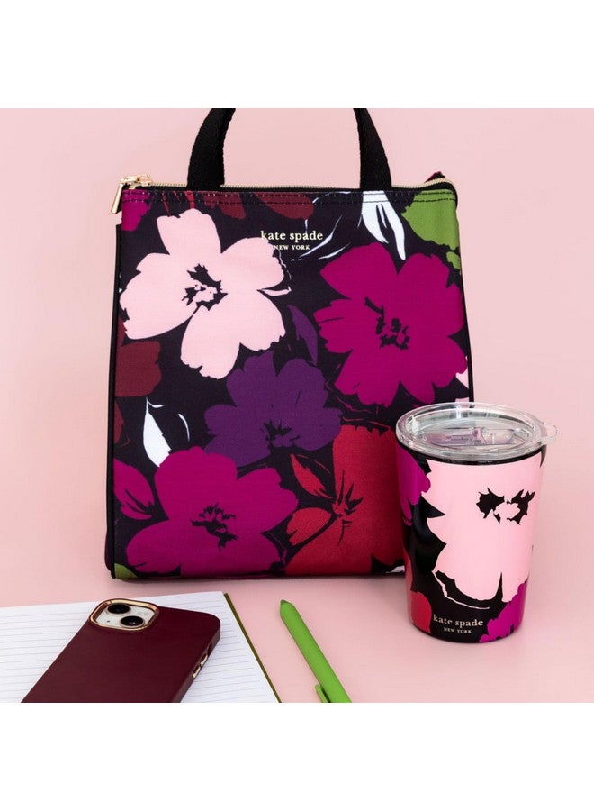 Kate Spade New York حقيبة غداء كيت سبيد نيويورك الجذابة للنساء، حقيبة غداء بسعة كبيرة، صندوق غداء للبالغين مع بطانة داخلية عازلة حرارياً فضية وجيب للتخزين (زهور فنية)  - Image 5