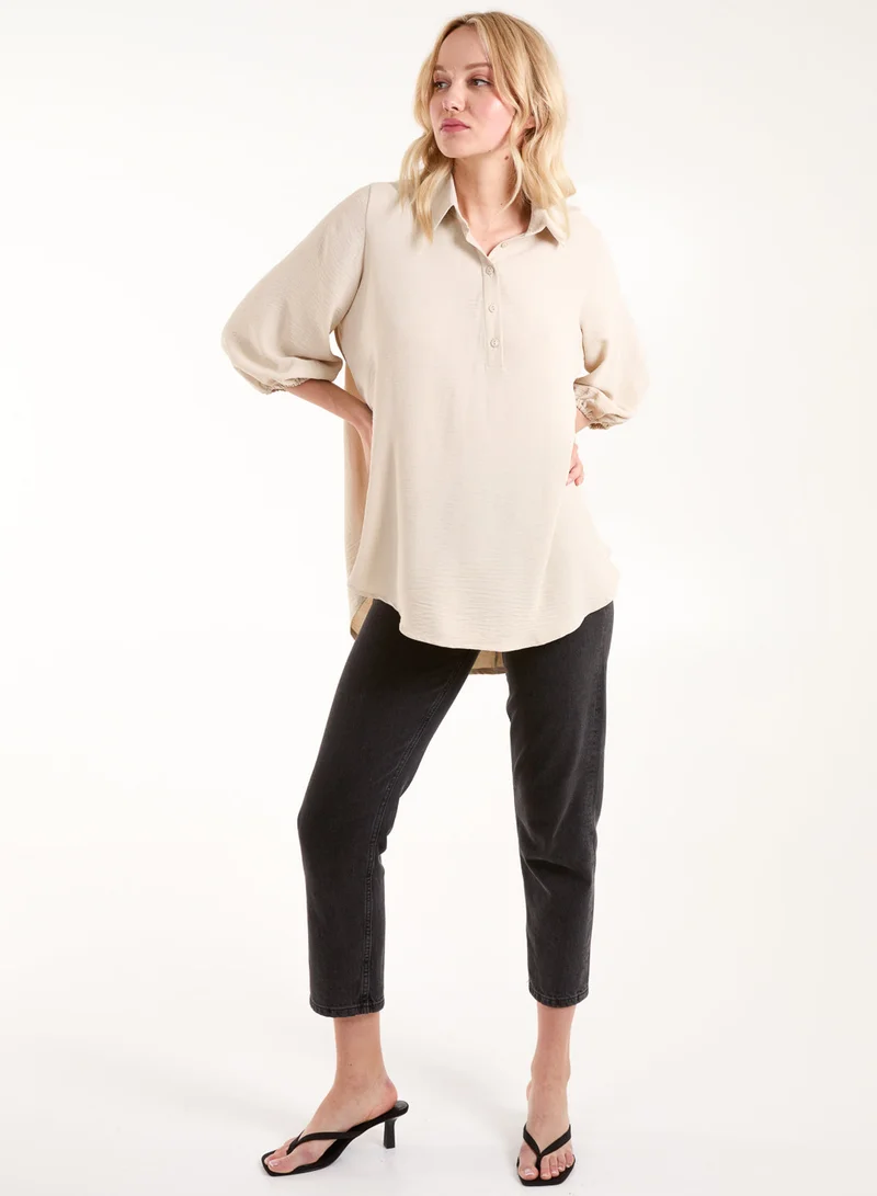 Blue Vanilla Batwing Shirt With 3/4 Sleeve