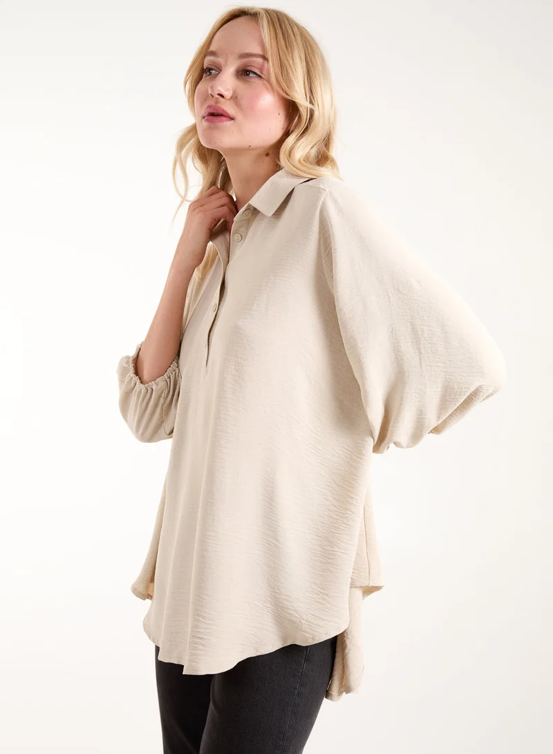 Blue Vanilla Batwing Shirt With 3/4 Sleeve