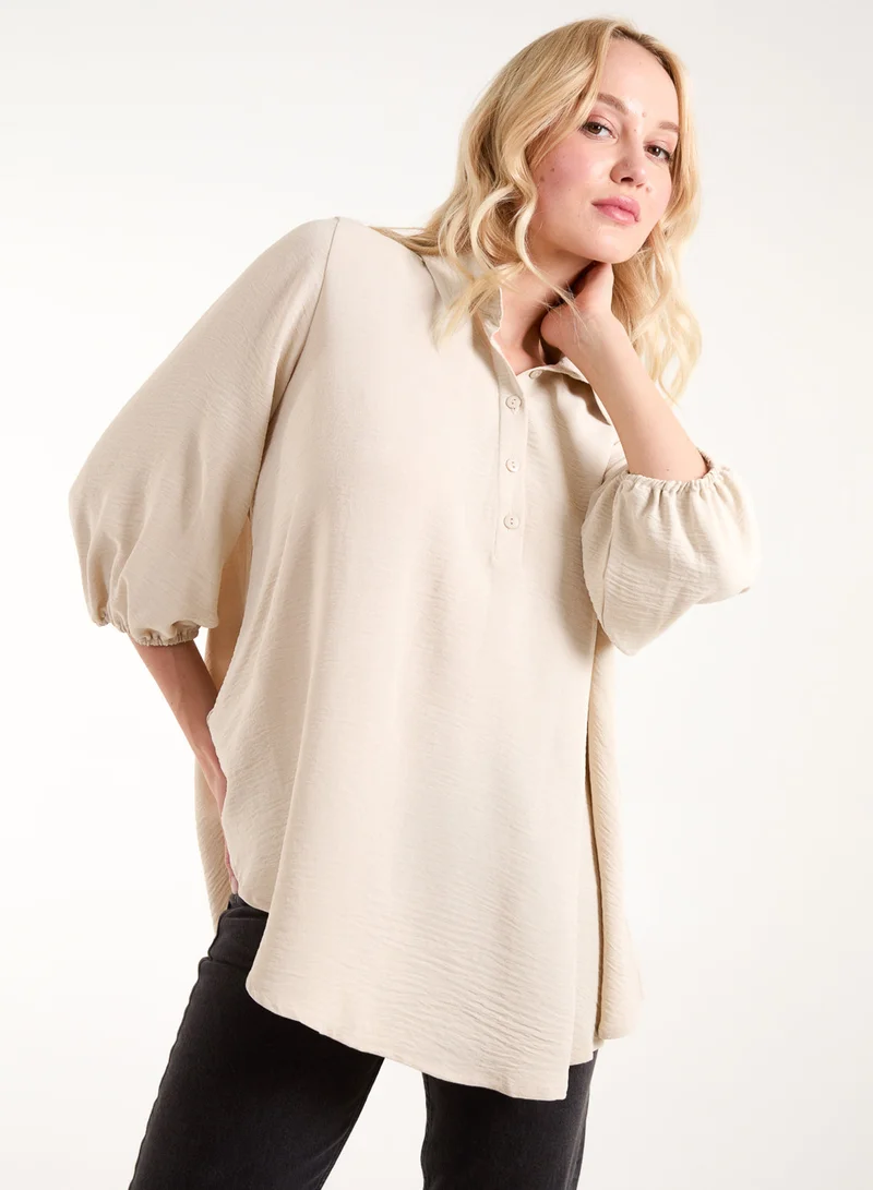 Blue Vanilla Batwing Shirt With 3/4 Sleeve