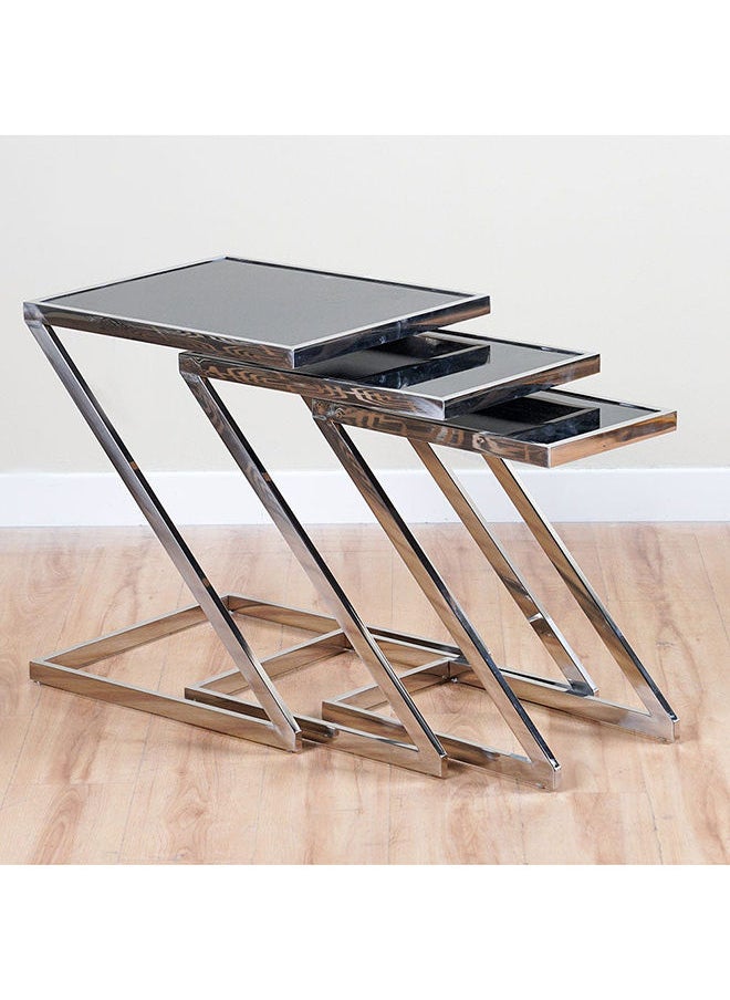 DANUBE HOME Otter Nest Of Table Multifunctional Living Room Table Space Saving Side Table Modern Design Furniture For Home Black Glass/Chrome  - Image 4