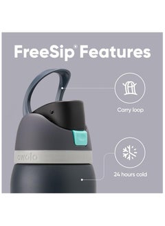 Owala Owala FreeSip Insulated Stainless Steel Water Bottle with Straw for Sports and Travel, BPA-Free, 24oz, Foggy Tide  - Image 2