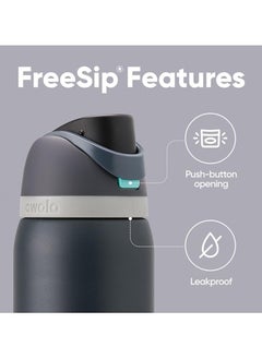 Owala Owala FreeSip Insulated Stainless Steel Water Bottle with Straw for Sports and Travel, BPA-Free, 24oz, Foggy Tide  - Image 3