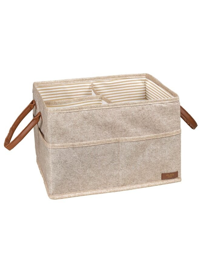 ALAS EV TEKSTIL Felt bag with leather handles size 33x23x19 cm  - Image 1