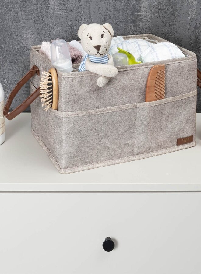 ALAS EV TEKSTIL Felt bag with leather handles size 33x23x19 cm  - Image 2