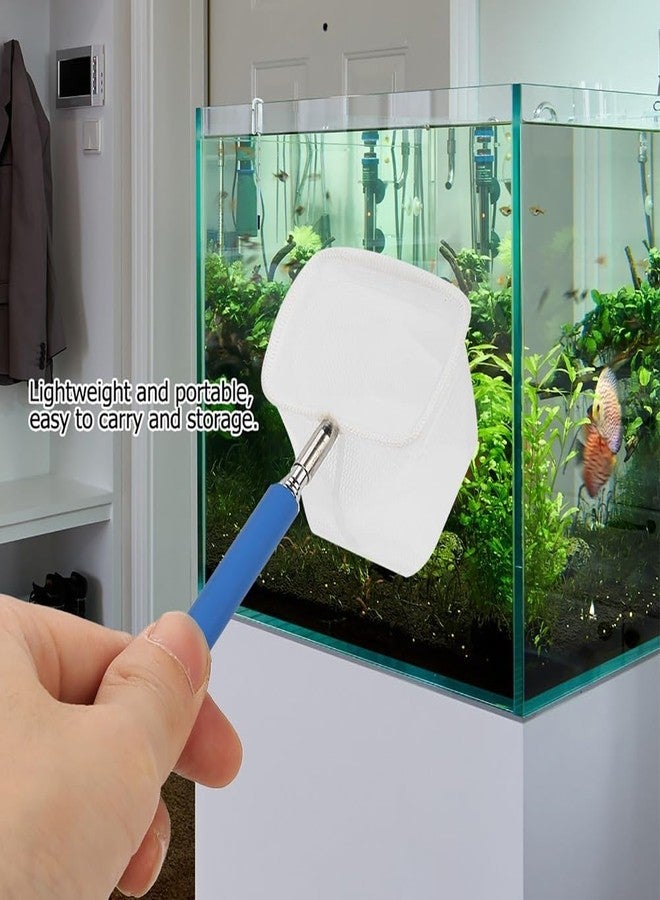Chiffonade Stainless Steel Adjustable Aquarium Fish Shrimp Net with Wall Hook Expandable Fishing Net for Tank Cleaning and Hexapod Catching(Blue Square net) - Image 5