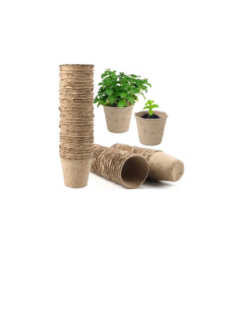 Augshy 100 Pack 2.4" Peat Pots for Seedlings Starter Nursery Pots Organic Biodegradable Paper Pots Herb Kit Eco-Friendly - Image 1