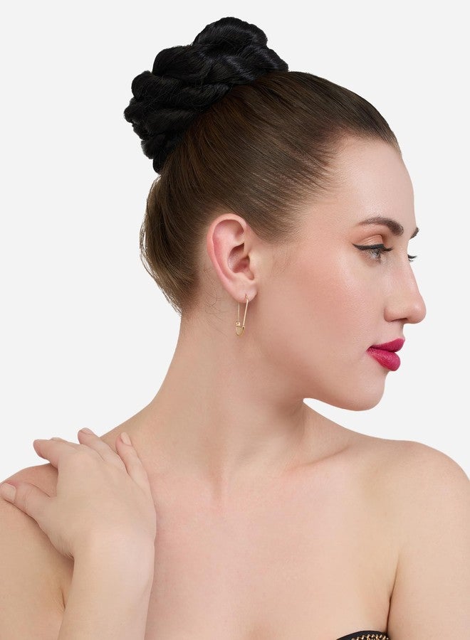 Zaveri Pearls Gold Tone Contemporary Minimal Hoops Earring For Women-ZPFK21141 - Image 5