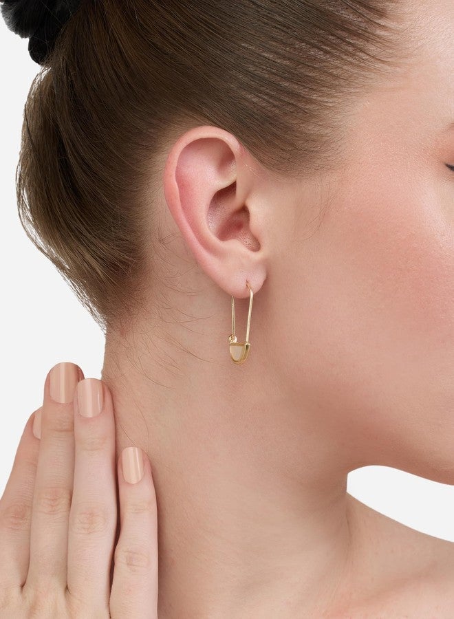 Zaveri Pearls Gold Tone Contemporary Minimal Hoops Earring For Women-ZPFK21141 - Image 3