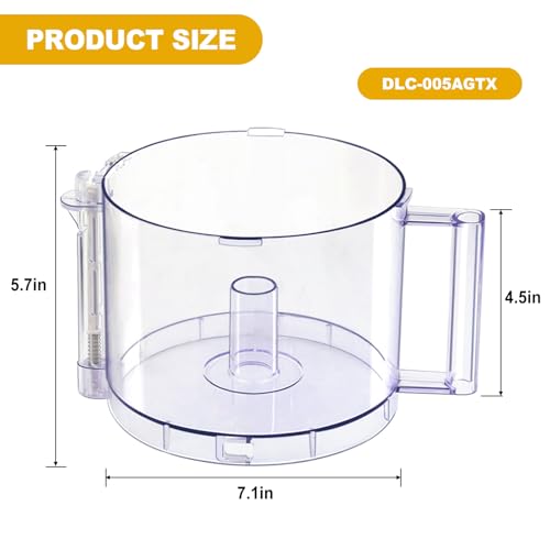 folosem DLC005AGTXT1 Replacement 14Cup Food Processor Work Bowl with Gray Handle Compatible With Cuisinart DFP14 for Cover DFP14NWBCT1 NOTE 4 Tabs on Top Rim of Workbowl - Image 3