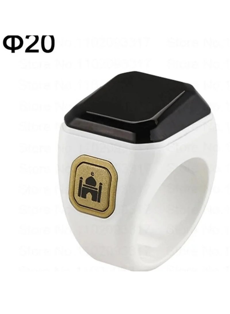 خاتم تسبيح ذكية مقاس 22 ملم تذكير بوقت الصلاة، عداد تسبيح مقاوم للماء مع بلوتوث - Image 1