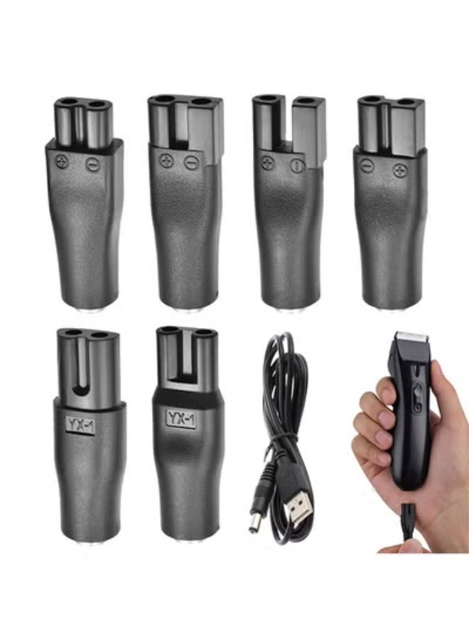 fantasize شاحن ماكينة الحلاقة، 6 قطع محول ماكينة حلاقة عالمي، 6 أشكال رأس فريدة لمصدر الطاقة، موصل DC، شاحن ماكينة تشذيب اللحية، مجموعة كابل شاحن ماكينة الحلاقة للرجال، حل شحن متعدد الوظائف - Image 1