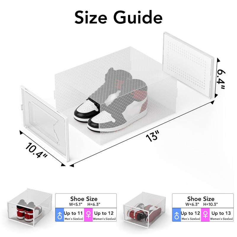 Foluck X-Large Shoe Storage Box, 15 Pack Clear Plastic Stackable Shoe Organizer for Closet, Interlocking Design Shoe Container Bins for Sneakers, Foldable Shoe Rack with Lids, White - Image 2