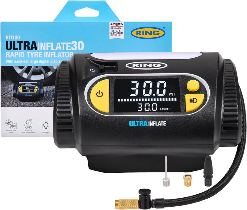 RING ULTRAINFLATE 30 Rapid Digital Tyre Inflator with Auto-Stop and Progress Meter - Image 1