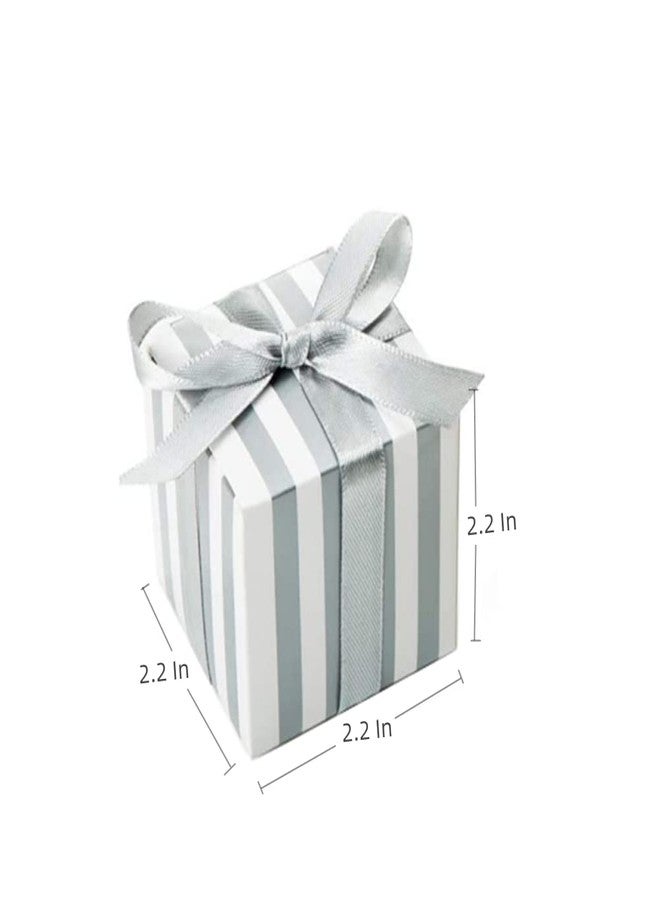 KUPOO 50PCS Favor Boxes,Candy Boxes 2.2x2.2x2.2 Inches Small Gift Boxes with Ribbons for Wedding Baby Shower Decorations Birthday Party (Silver - Image 2
