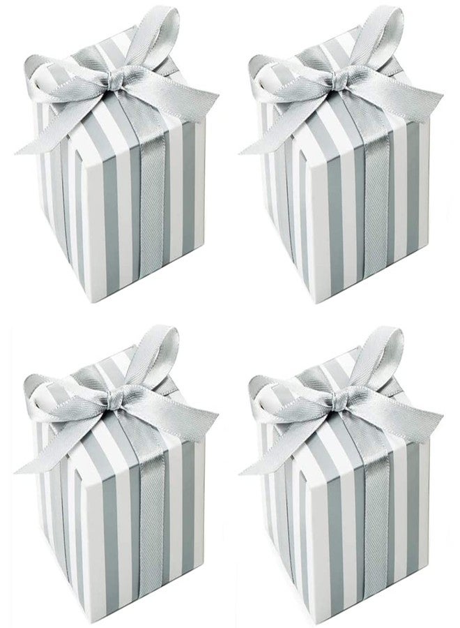 KUPOO 50PCS Favor Boxes,Candy Boxes 2.2x2.2x2.2 Inches Small Gift Boxes with Ribbons for Wedding Baby Shower Decorations Birthday Party (Silver - Image 1