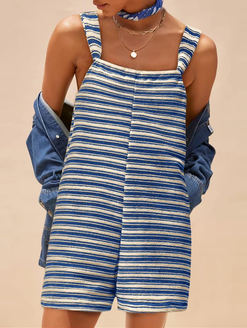 Yousify Womens Summer Casual Sleeveless Romper Loose Striped Tied Shorts Overalls Jumpsuit with Pockets 2026 Clothes - Image 3