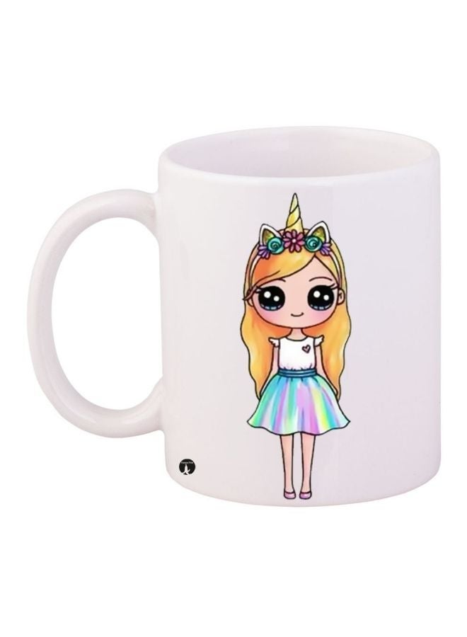 RYN Printed Coffee Mug White/Beige/Yellow 11ounce