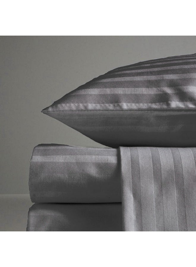 Ocra Stripe Satin Duvet Cover Set 3 pieces grey - Image 4