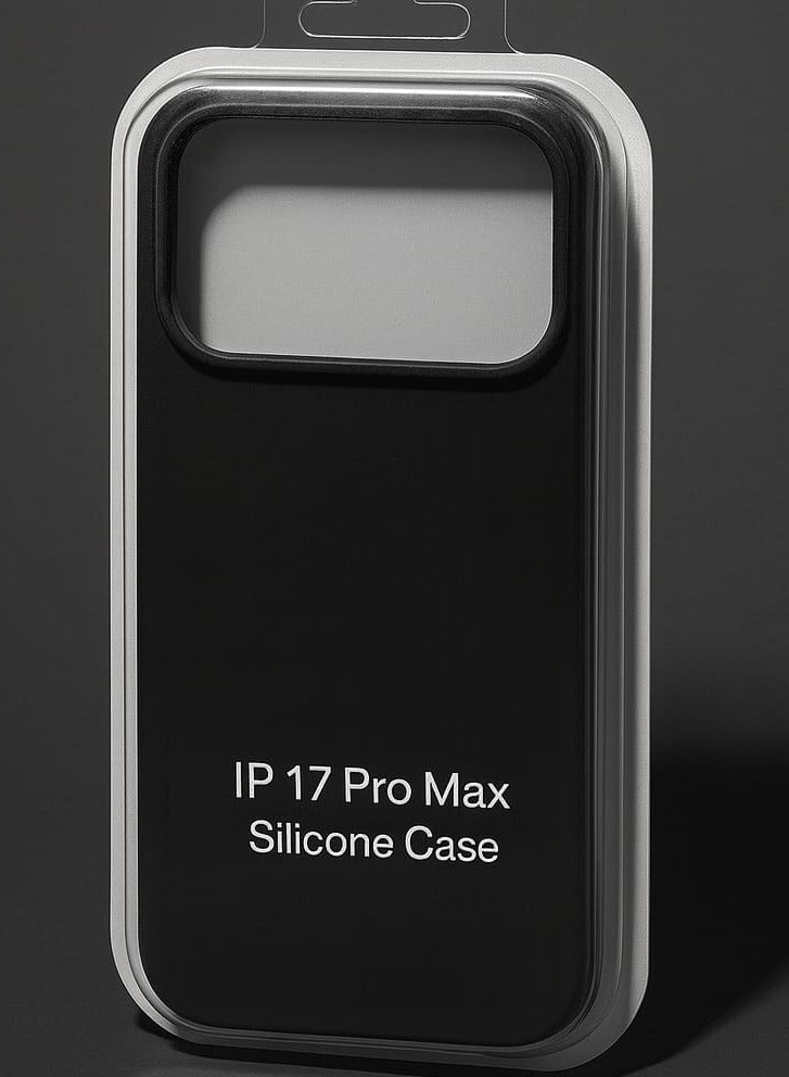 جراب سيليكون لجهاز iPhone 17 Pro Max - غطاء خلفي واقٍ مقاوم للصدمات، ناعم وخفيف الوزن، أسود - Image 2