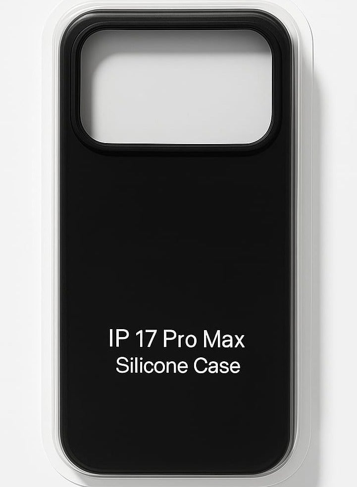 جراب سيليكون لجهاز iPhone 17 Pro Max - غطاء خلفي واقٍ مقاوم للصدمات، ناعم وخفيف الوزن، أسود - Image 1