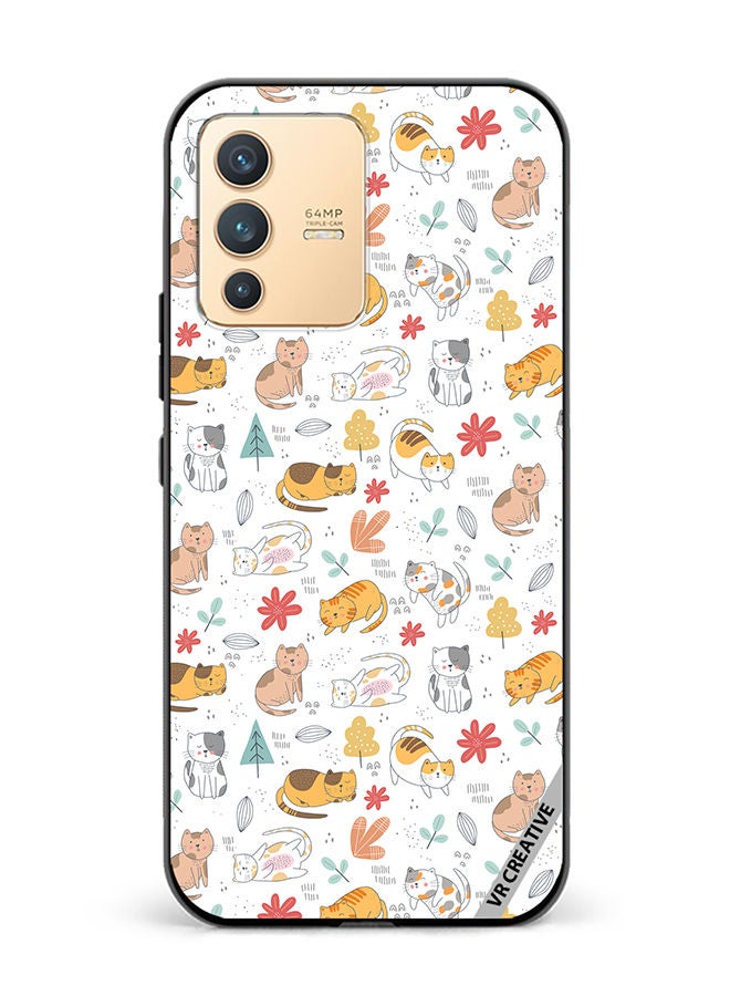 VR CREATIVE Protective Case Cover For Vivo V23 5G Chilling Cat Pattern Design Multicolour - Image 1