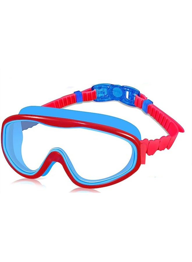 Generic HD Children's Swimming Goggles Big Frame Swimming Glasses Boys And Girls Professional Diving Goggles Swimming Cap Set Equipment Waterproof Anti-fog-Color:Blue Red - Image 1