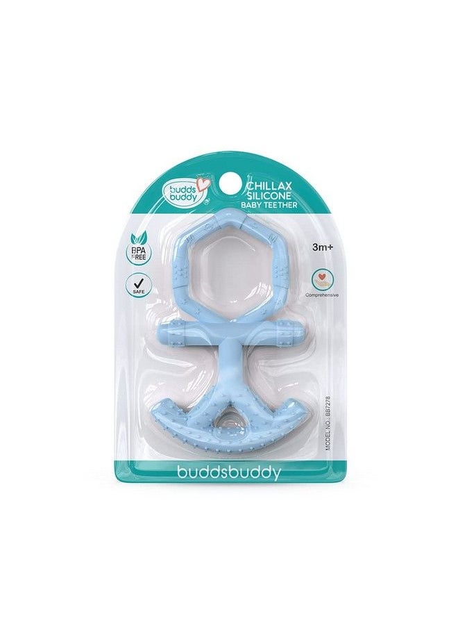 BuddsBuddy 100% Bpa Free Soft Silicone Baby Teether For 3 To 6 Babies (Chillax Blue)  - Image 3