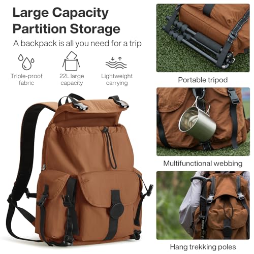 mixi Travel Backpack for Women Men 18 Inch Carry On Laptop Backpack Flight Approved fits 16 Laptop Lightweight Waterproof Hiking Backpack Travel Outdoor Business Casual Daypack Brown - Image 3