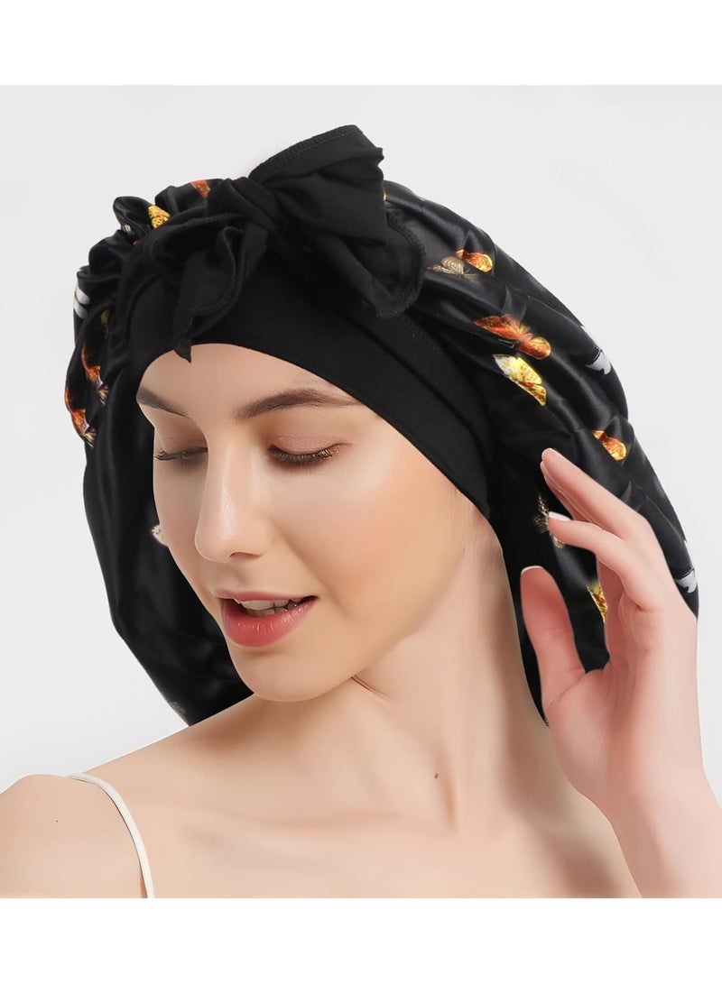 سيوسي غطاء نوم حريري بونيه من الساتان، أغطية شعر مع شريط ناعم مرن، غطاء كبير للشعر المجعد، غطاء شعر حريري للنوم ليلاً، غطاء نوم للنساء - Image 3