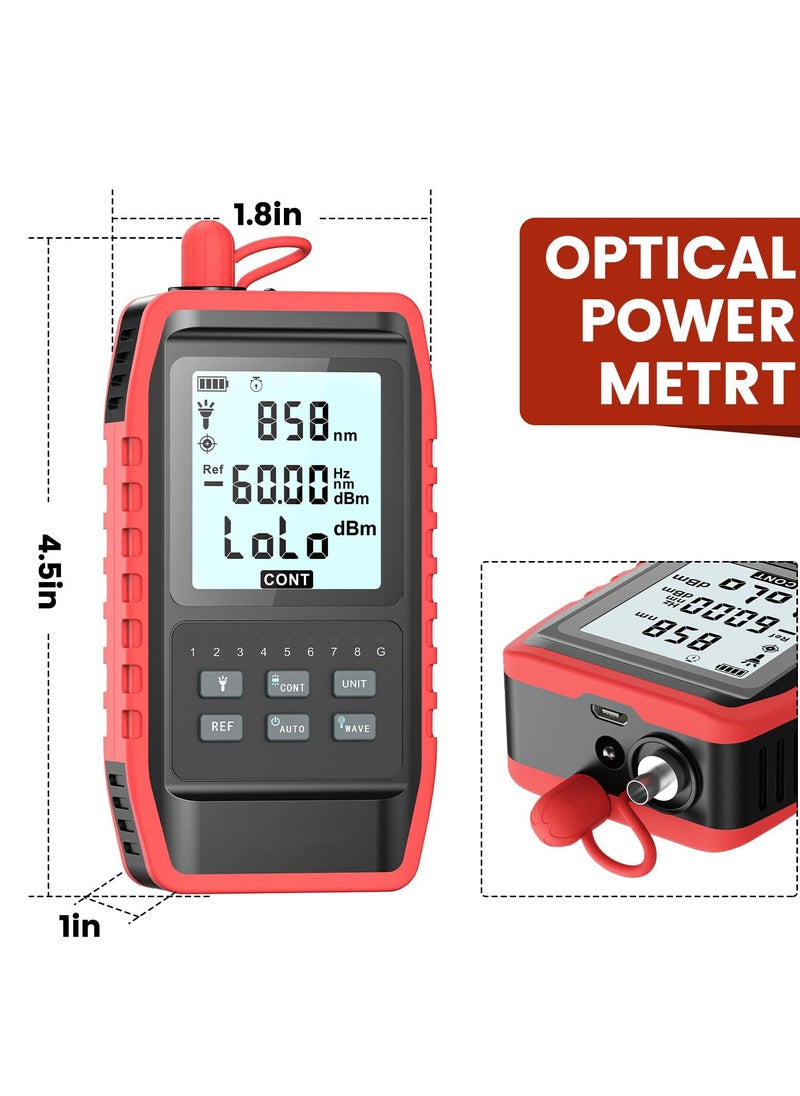 SYOSI Fiber Optic Tester with Optical Power Meter, Universal FC/SC/ST Interface, RJ45 Network Test, LED Lighting, Mini Portable Fiber Optic Cable Tester, USB Chargeable  - Image 3