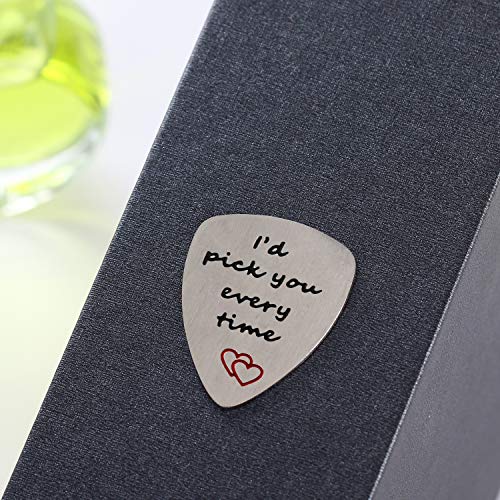 YeeQin I'd Pick You Every Time Guitar Pick, Musical Gift, Anniversary Date, Valentine's Day Gift for Men - Image 3