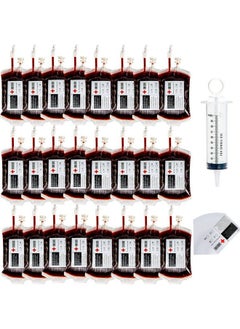 Blood Bags For Drinks 24 Pcs Halloween Iv Bags Party Cups Drink Container Reusable Drink Pouches For Live Blood Of Theme Parties Gag Gift Doctor Nursing/Rn Graduation Zombie Vampire Party Supplies
