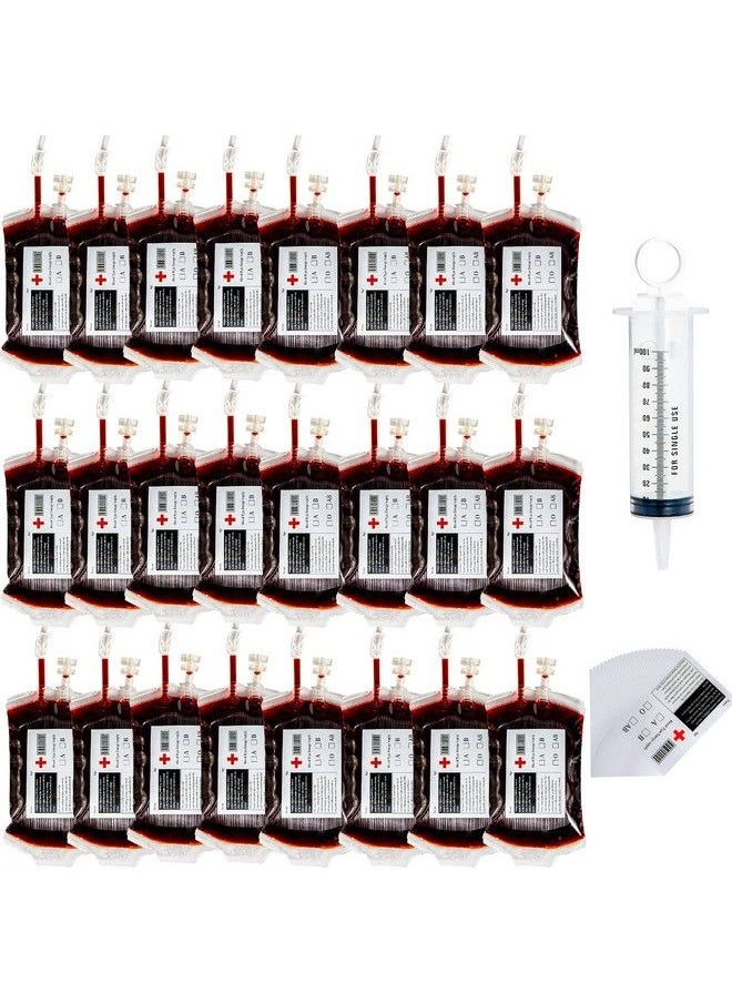 XONOR - Blood Bags For Drinks 24 Pcs Halloween Iv Bags Party Cups Drink Container Reusable Drink Pouches For Live Blood Of Theme Parties Gag Gift Doctor Nursing/Rn Graduation Zombie Vampire Party Supplies - Image 1