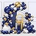 YMSZ Blue and Gold Balloons Arch Garland Kit 134pcs Navy Blue Gold White Balloons with Different Size for Graduation Birthday Anniversary Party Decorations - Image 2