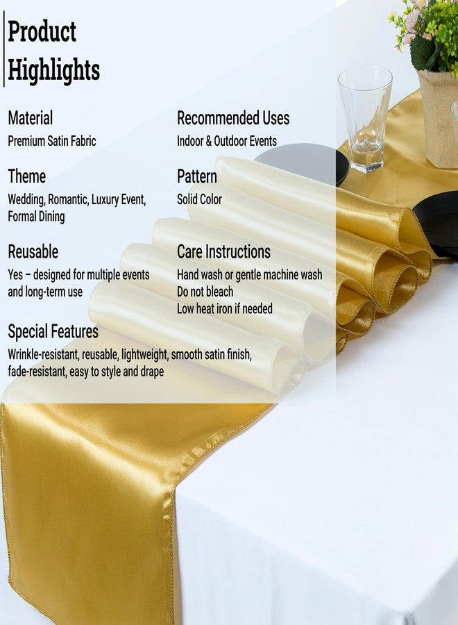 MDS Satin Table Runners 12 x 108 Inch Long, Charmeuse Sateen Silk Runners Wedding Reception Birthday Graduation Engagement Party Hotel Restaurant Banquet Decoration-Gold - Image 5