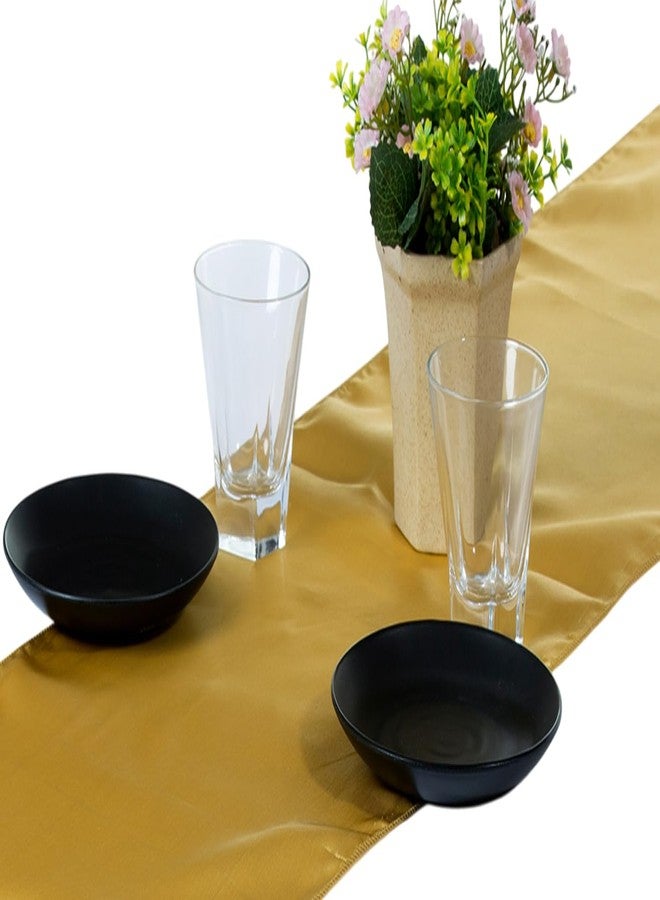 MDS Satin Table Runners 12 x 108 Inch Long, Charmeuse Sateen Silk Runners Wedding Reception Birthday Graduation Engagement Party Hotel Restaurant Banquet Decoration-Gold - Image 4