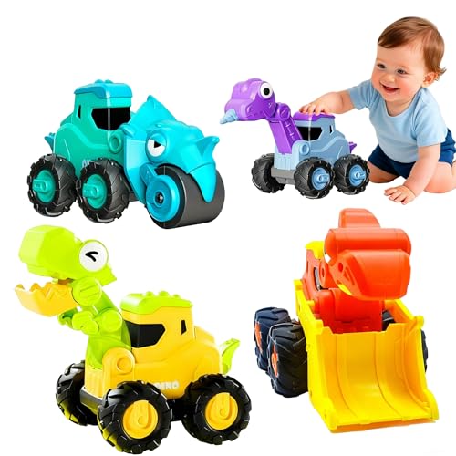 Snugzy Press to Go Car Toys for Toddler 134 PCS Push Go Dinosaur Racing Car SetInfant Playing Vehicle for 1218 Months Birthday Christmas Easter Gift for Boys Girls - Image 1